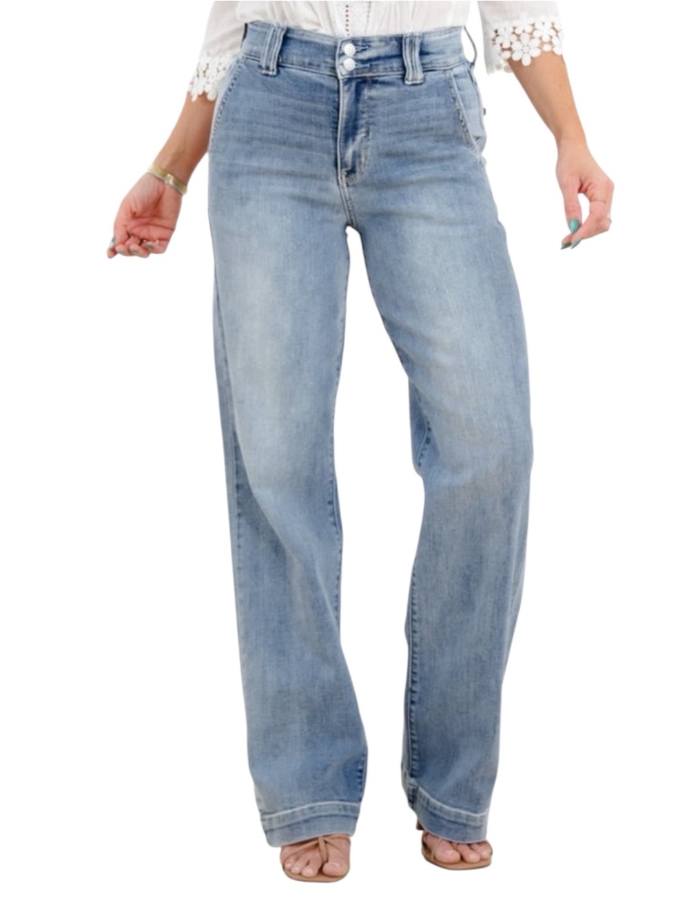 Judy Blue High Waist Light Wash Wise Leg Short Inseam 13/31